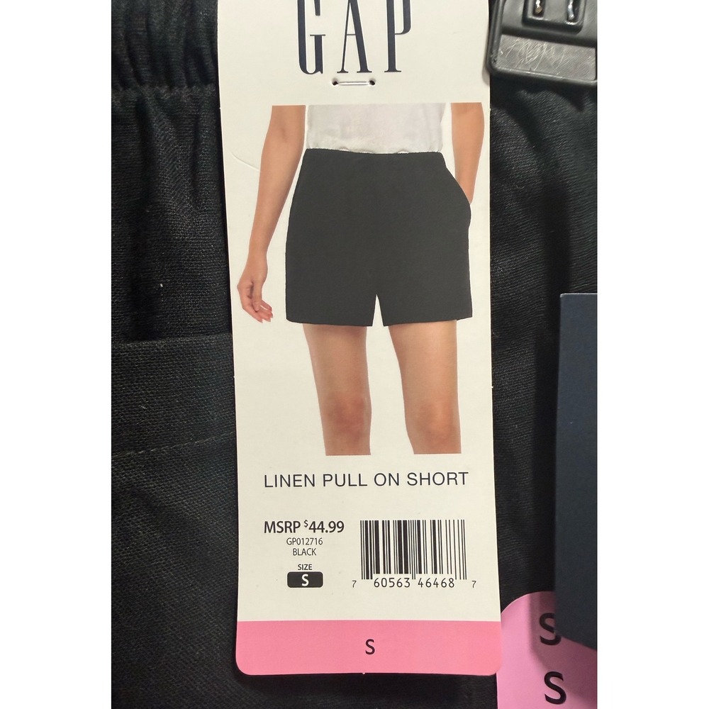 2 Pair Gap Linen Pull On Short Elastic Waist Drawstring Black‎ & Pink S GP012716